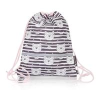 TA Trend Atelier Sacca Zaino per Bambini, Sacca Tessuto Asilo Bambino - Senza PFC, Idrorepellente, Fascia toracica, Catarifrangente (A righe - Gatto)