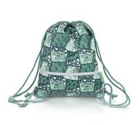 TA Trend Atelier Sacca Zaino per Bambini, Sacca Tessuto Asilo Bambino - Senza PFC, Idrorepellente, Fascia toracica, Catarifrangente (Verde - Dinosauro 2)