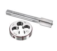 TA-VIGOR Set di maschi e matrici metriche M12 x 0,5 mm, filettatura a macchina con fustella rotonda, kit di maschi e matrici per fai da te, riparazione, taglio filettatura esterna ed interna