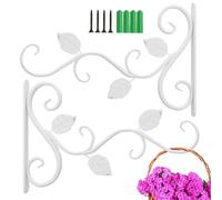 Taasmoog 2 ganci per piante, ganci per fiori, supporto per cesti da esterni, supporto da parete per fiori, lanterne, case, campanelli a vento (bianco