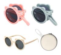 Taasmoog 3 occhiali da sole per bambini, pieghevoli, polarizzati, rotondi, stile retrò, per ragazzi e ragazze, decorazione per spiaggia, scuola, shopping, feste, Multicolore, Taglia unica