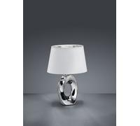TABA LAMPADA DA TAVOLO BASE CERAMICA ARGENTO CON PARALUME BIANCO E ARGENTO H.33CM 1 LUCE ATTACCO E14