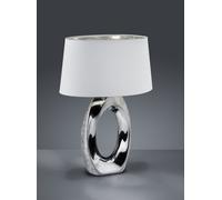 TABA LAMPADA DA TAVOLO GRANDE BASE CERAMICA ARGENTO CON PARALUME BIANCO E ARGENTO H.52CM 1 LUCE ATTACCO E27