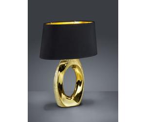 TABA LAMPADA DA TAVOLO GRANDE BASE CERAMICA ORO CON PARALUME NERO E ORO H.52CM 1 LUCE ATTACCO E27