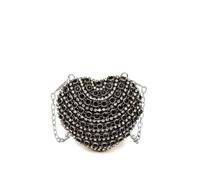 TABAGFKFNV A Rhinestone Encrusted Heart Shaped Evening Bag Suitable For Events Weddings Parties(Black)