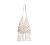 TABAGFKFNV Borsa a tracolla con nappe traforate da donna intrecciata a mano Borsa ecologica for le vacanze al mare for lo shopping(White)