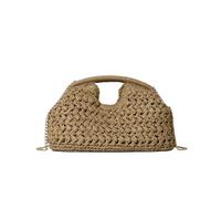 TABAGFKFNV Borsa a tracolla in paglia intrecciata a catena da donna elegante Borsa a tracolla in paglia alla moda da spiaggia estiva da donna(Khaki)