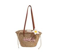 TABAGFKFNV Borsa estiva da donna in paglia intrecciata retrò scavata, borsa a tracolla di grande capacità for viaggi e vacanze(Pink)