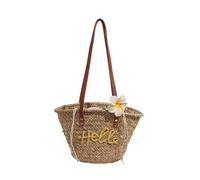 TABAGFKFNV Borsa estiva da donna in paglia intrecciata retrò scavata, borsa a tracolla di grande capacità for viaggi e vacanze(Yellow)