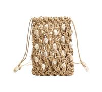 TABAGFKFNV Borsa for telefono intrecciata con perline Perline bohémien fatte a mano Intrecciatura a tracolla con corda di cera intrecciata scavata sulla spalla(Khaki)