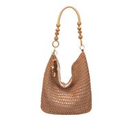 TABAGFKFNV Borsa in paglia intrecciata scavata Borsa da spiaggia Borsa a tracolla bohémien a secchiello di grande capacità for le vacanze(Khaki)