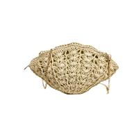 TABAGFKFNV Borse in tessuto a conchiglia bohémien a forma di ventaglio Borsa a tracolla a tracolla in pizzo ondulato Messenger di grande capacità(Beige)