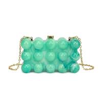 TABAGFKFNV Evening Bags For Wedding Party Dress Sweet Memory Wave Pearl Egg Shell Acrylic Diagonal Cross Dinner Bag(Green)