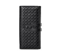 TABAGFKFNV Portafoglio lungo da donna con più scomparti for carte, porta carte alla moda con chiusura a zip, portafoglio in pelle PU con monete(Black)