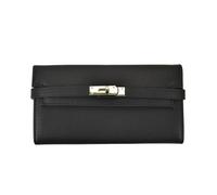 TABAGFKFNV Portafoglio lungo da donna in pelle multicolore con chiusura a scatto e scomparto portamonete integrato(Black)