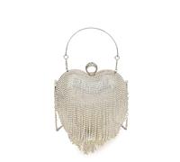 TABAGFKFNV Rhinestone Evening Bag Womens Tassel Banquet Clutch And Purse Wedding Bridal Prom Wallets(Silver)