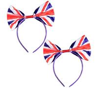 Tabanzhe 2 cerchietti per capelli da donna, con bandiera del Regno Unito, accessorio patriottico britannico per celebrazioni nazionali, incoronazione del re, eventi reali e feste di strada