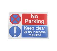 Tabanzhe Cartello con scritta "No Parking Keep Clear", segnale di avvertimento 24 ore di accesso, resistente alle intemperie in PVC con 4 fori preforati, autoadesivo per esterni "No Parcheggio", 30 x