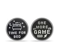 Tabanzhe Funny Destiny Flip Coins - Moneta da gioco a doppia faccia, moneta per decision maker, con scritta "One More Game" e "Go To Bed", per fidanzato e fidanzata, colore: nero