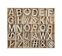 Tabanzhe Set di 180 lettere dell'alfabeto in legno, piccole lettere dell'alfabeto dalla A alla Z, mini lettere maiuscole in legno con vassoio portaoggetti, per fai da te, album di ritagli