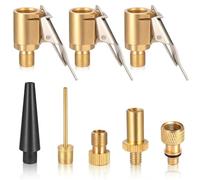 Tabanzhe Set di 3 mandrini pneumatici da 8 mm e 5 adattatori in ottone da Schrader a Presta, clip per valvola di gonfiaggio pneumatici con adattatore DV AV SV per pompa ad aria per auto, camion, bici