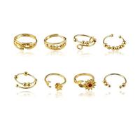 Tabanzhe Set di 8 anelli per ansia da donna, regolabili, aperti, per alleviare l'ansia e lo stress, gioielli alla moda, impilabili, regalo per mamma e fidanzata