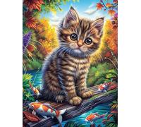 Tabby Cat Fishing in Magical Forest Puzzle 500 Pezzi Sfida Impossibile Difficile Magical Accompany Fairy Tale Rompicapo Per Adulti Amanti Del Puzzle Rilassamento E Stimolo Intellettuale Regalo Lui 50