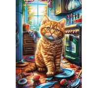 Tabby Cat in A Cozy Kitchen Puzzle 500 Pezzi Collezione Multicolore Premium Fairy Tale Scenery Cartoon Paesaggi Classici Per Amanti Del Puzzle Regalo Natale E Festa Aziendale Per Colleghi 500 PCS