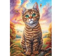 Tabby Cat in A Flower Meadow Puzzle 1000 Pezzi Klimt Per Collezionisti Wildlife Pet Cartone Opaco Il Bacio Per Decorazione Camera Da Letto Con Cornice Inclusa Qualità Premium 1000 PCS