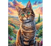 Tabby Cat in A Flower Meadow Puzzle 500 Pezzi Difficoltà Estrema Cartone Spesso Tema Monocromatico Wildlife Pet Per Appassionati Di Puzzle Antistrappo Non Sbiadisce Top Vendita 500 PCS
