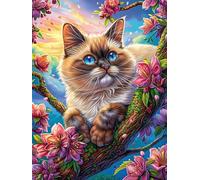 Tabby Cat in A Garden with Pink Flowers Puzzle 1000 Pezzi Rompicapo Per Serate Solitarie Fairy Tale Scenery Cartoon Attività Rilassante Per Momenti Di Pace Antistress Naturale Regalo Per Tutti 1000 PC