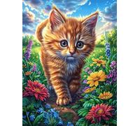 Tabby Cat in A Winter Flower Garden Puzzle 300 Pezzi Per Arredamento Domestico Science Fiction Magical Dream Cartone Riciclato Ecologico Tema Natura Per Tutta La Casa Con Cornice Inclusa Migliore Ven