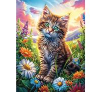 Tabby Cat in Magical Flower Garden Puzzle 300 Pezzi Rompicapo Per Tutte Le Occasioni Magical Accompany Fairy Tale Versatile E Divertente Rilassamento Garantito Regalo Per Compleanni E Feste 300 PCS