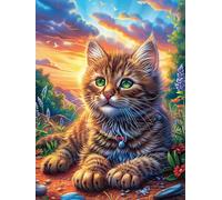 Tabby Cat in Magical Forest Puzzle 1000 Pezzi Difficoltà Estrema Cartone Spesso Tema Monocromatico Fairy Tale Scenery Cartoon Per Appassionati Di Puzzle Antistrappo Non Sbiadisce Top Vendita 1000 PCS