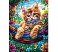 Tabby Cat in Magical Forest Puzzle 1000 Pezzi Per Regalo Di Laurea Magistrale Cartone Di Alta Qualità Accompany Fairy Tale Cute Per Decorazione Studio Stampa Ad Alta Definizione Edizione Esclusiva 100
