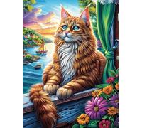 Tabby Cat in Magical Forest Puzzle 500 Pezzi Per Natale Feste E Compleanni Fairy Tale Animal Plant Rompicapo Intelligente Idea Regalo Per Lui Padre E Fratello in Ogni Occasione 500 PCS