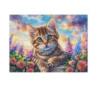 Tabby Cat Nature Rompicapo 500 Pezzi Per Festa Della Repubblica Cartone Rigido Paesaggi Italiani Per Decorazione Murale Da Passatempo Edizione Limitata 500 PCS（52×38cm）