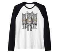 Tabby Cat Rap Old School Retro Streetwear Anni '80 '90 Tre Maglia con Maniche Raglan