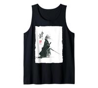Tabby Cat Samurai Giapponese Sumi-e Pittura a Inchiostro Ronin Canotta