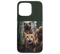 Tabby Cat Selfie Escape from Dinosaur Funny for Teens Adults Custodia per iPhone 15 Pro Max