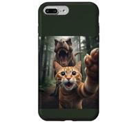 Tabby Cat Selfie Escape from Dinosaur Funny for Teens Adults Custodia per iPhone 7 Plus/8 Plus