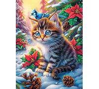 Tabby Cat with Pine Cones Puzzle 300 Pezzi Rompicapo Creativo Artistico Science Fiction Magical Dream Stimolo Della Creatività Attività Per Il Tempo Libero Regalo Per Persone Creative 300 PCS