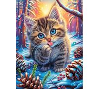 Tabby Cat with Pinecones in The Snow Puzzle 1000 Pezzi Per Famiglia E Amici Fairy Tale Scenery Cartoon Rompicapo Relax Pressione Ridotta Giochi Da Tavolo Per Serate in Compagnia Regalo Natale 2025 100