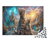 Tabby gattos Puzzle 1000 Pezzi Cartone Spesso Valle del Fortezza Allenamento Cognitivo Anziani, Tempo Libero, Relax Mentale 52x38cm/1000pcs