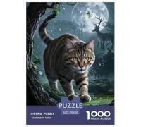 Tabby - Puzzle a forma di gatto, 1000 pezzi, motivo: foresta, un puzzle sfidante, 100% cartone riciclato, per adulti e bambini, 70 x 50 cm/1000 pezzi