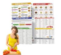 Tabella alimentare diabetica, piano alimentare diabetico e grafico indice glicemico a basso contenuto di carboidrati, nutrizionale degli alimenti per poster da parete, guida completa agli
