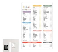 Tabella degli alimenti per bambini | Tabella degli alimenti sani riutilizzabili per bambini - Grafico di svezzamento, magnete della lista di controllo degli alimenti per bambini, 101 alimenti