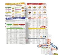 Tabella degli alimenti per diabetici, grafico ' degli alimenti per diabetici, tabella degli alimenti diabetici 2pcs e pianificatore dei pasti per diabetici, degli alimenti a basso