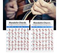 Tabella degli Strumenti per Mandolino, Accordi Pratici per Mandolino, Note Sulla Tastiera, Tabella delle Corde per Mandolino in Carta Patinata, Tabella dei Plettri per Mandolino