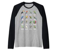 Tabella degli Uccelli Tropicali Guida alle Specie di Uccelli ornitologici Maglia con Maniche Raglan